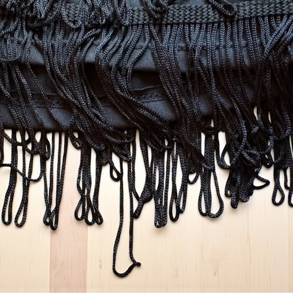 Adore Me Black Fringe Mini Costume Dress w/ Bow Tie Back – Size M, NWT - Picture 8 of 9